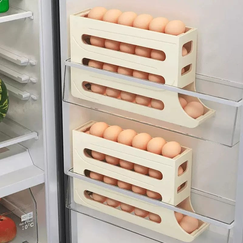 Slide rolling egg storage box household refrigerator side door egg pickup artifact kitchen new automatic rolling egg rack